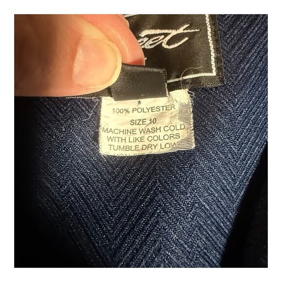 Vintage Sweet Suit Navy Herringbone Blazer Short Sleeve Button Front Size 10 - Picture 6 of 8